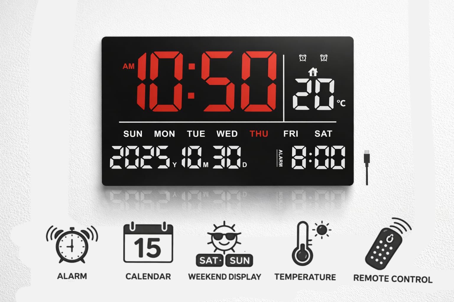 Smart digital led wall clock