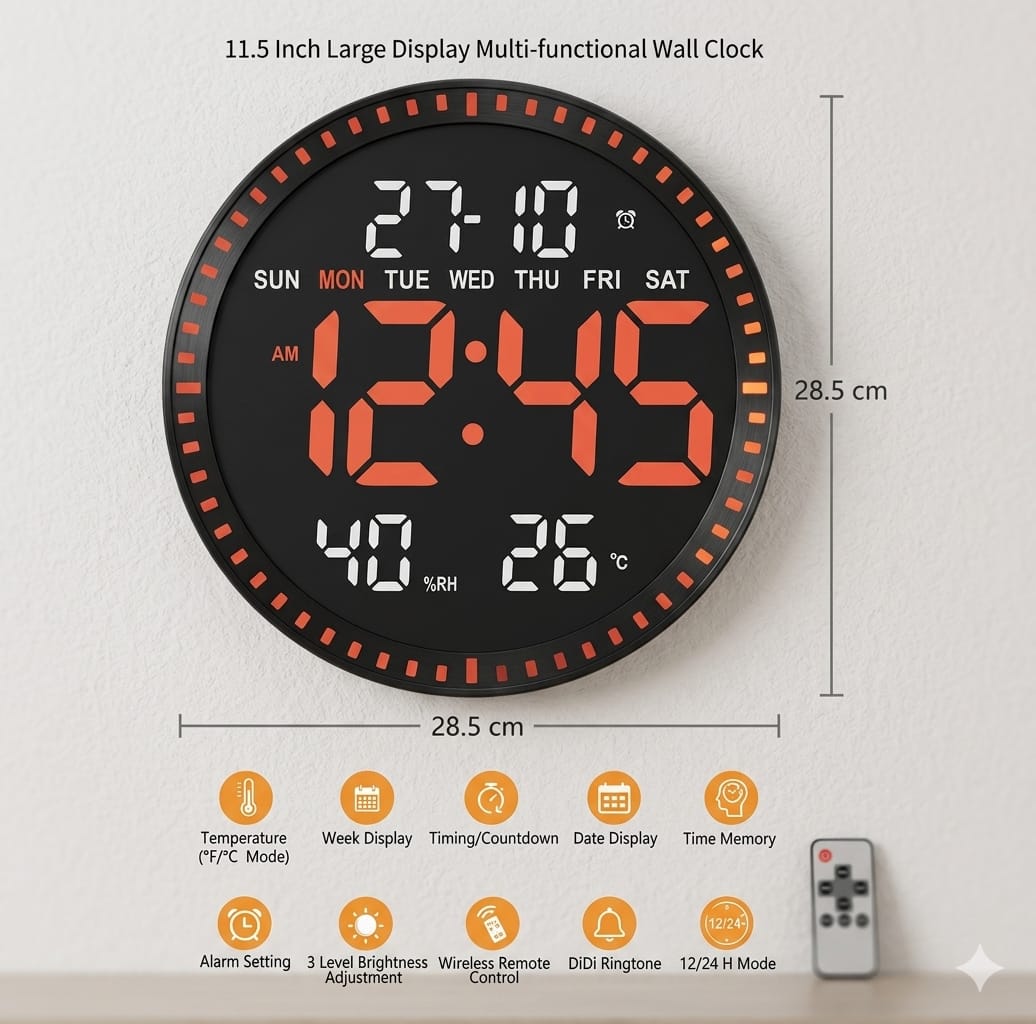 Modern digital led wall clock