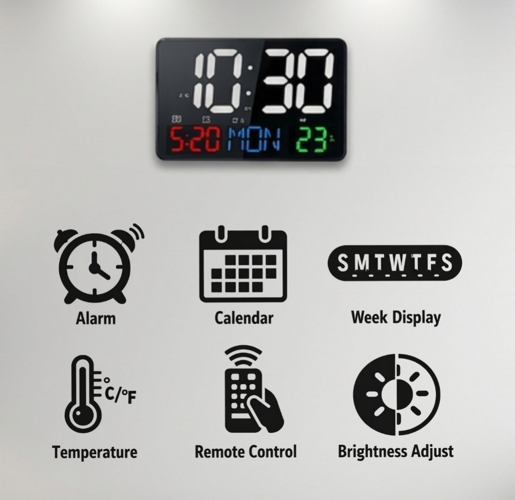 Modern digital wall clock